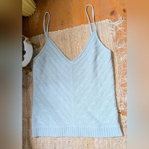 Ralph Lauren Black Label Cable Knit Cashmere Tank Top in Duck Egg | Pastel Blue